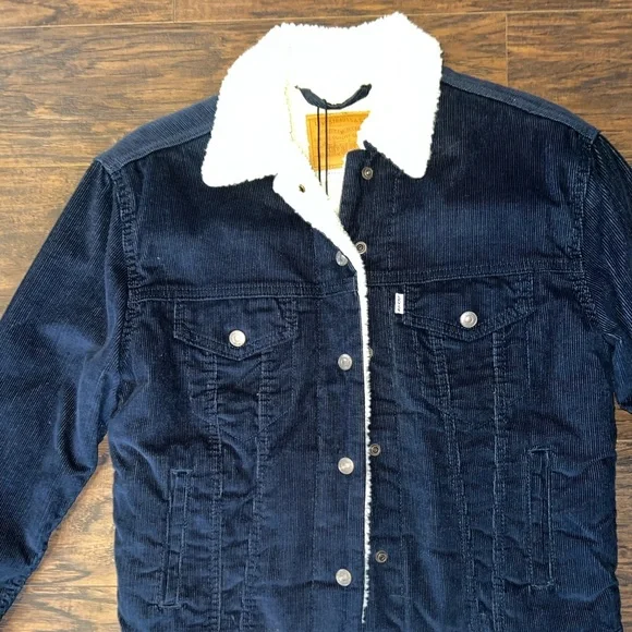 Levi's Navy Corduroy Sherpa Jacket - Picture 3 of 6